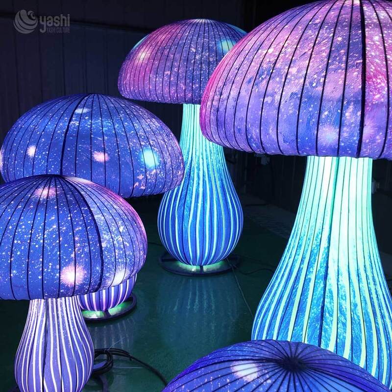 Custom Starry Sky Mushroom Lantern Combo, Multi‑Size LED Galaxy Mushroom Light Sculpture for Outdoor Light Festival