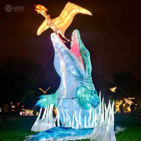 Benutzerdefinierte riesige kommerzielle Spinosaurus Dinosaurier LED-Laterne, Outdoor prähistorische Themenpark-Lichtinstallation