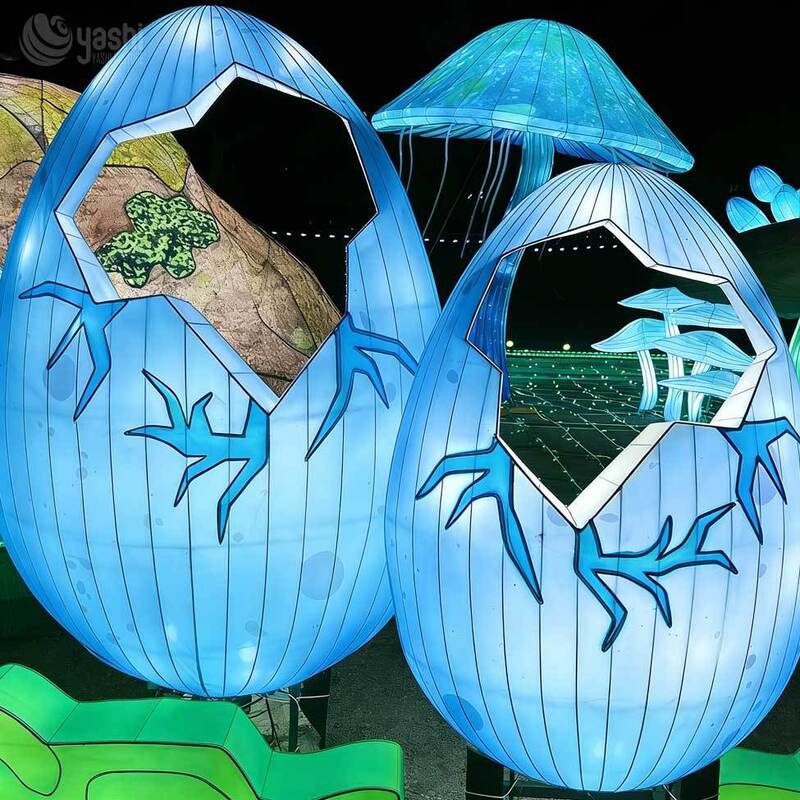 Custom Dinosaur Hatching Egg Lantern Set, Large‑Size LED Dino Egg Light Sculpture for Theme Park