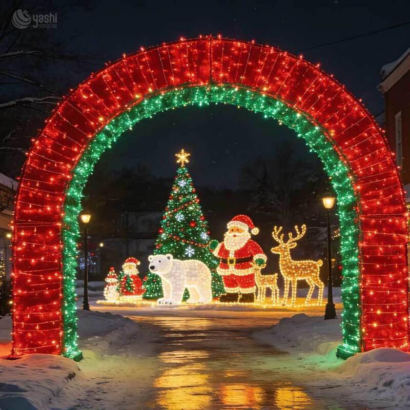 Custom Christmas Light Sculpture Bundle  Giant Santa, Glowing Reindeer, LED Tree & Gift Boxes for Festival & Mall Decor