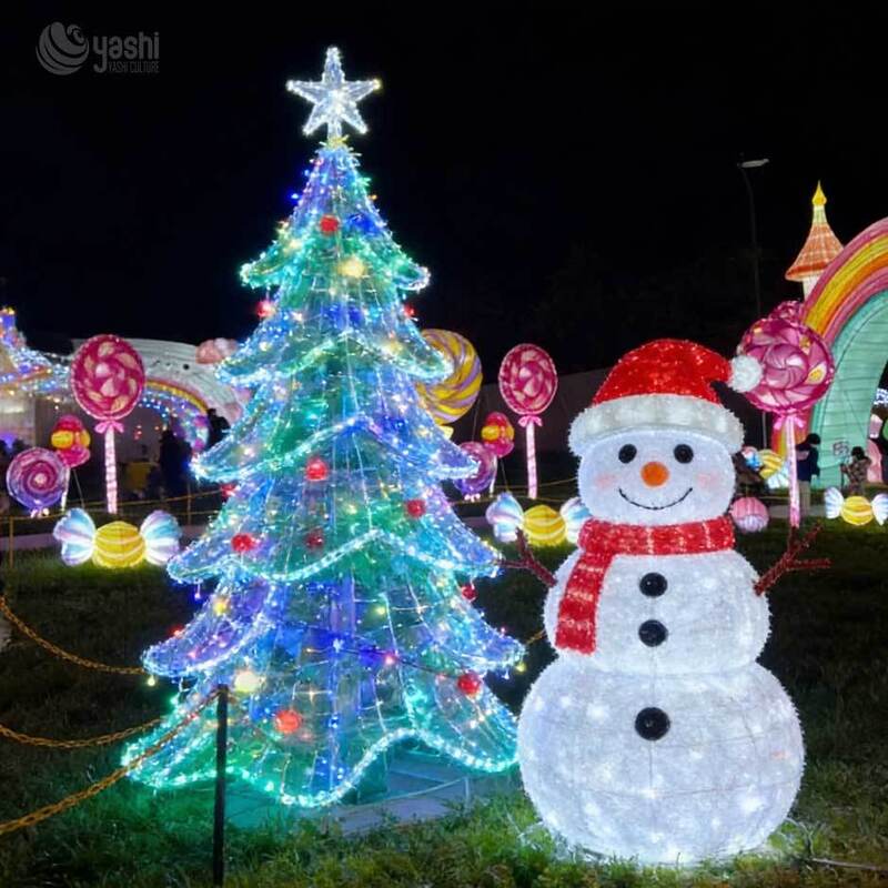 Winter Ice Cave Light Arch Set, Snowman & Polar Bear LED Light Sculpture, Outdoor Christmas Festival Motif Lights