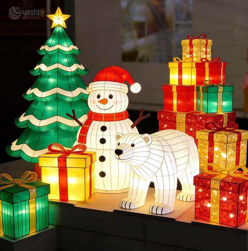 Winter Ice Cave Light Arch Set, Snowman & Polar Bear LED Light Sculpture, Outdoor Christmas Festival Motif Lights
