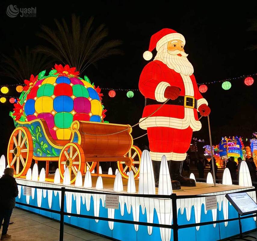 Large-sized Santa Claus and Reindeer LED Lanterns, Used for Outdoor Large-scale Lighting and Light Show Performances