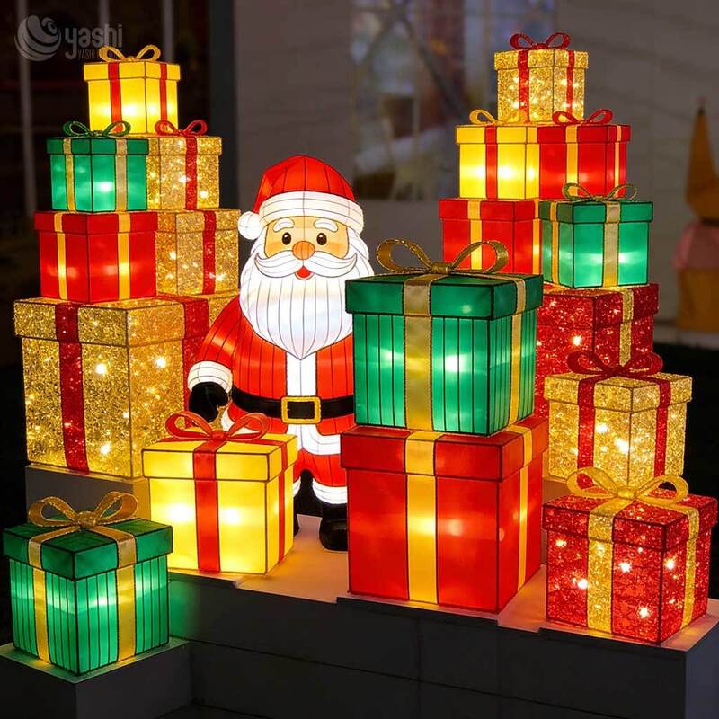 Large-sized Santa Claus and Reindeer LED Lanterns, Used for Outdoor Large-scale Lighting and Light Show Performances
