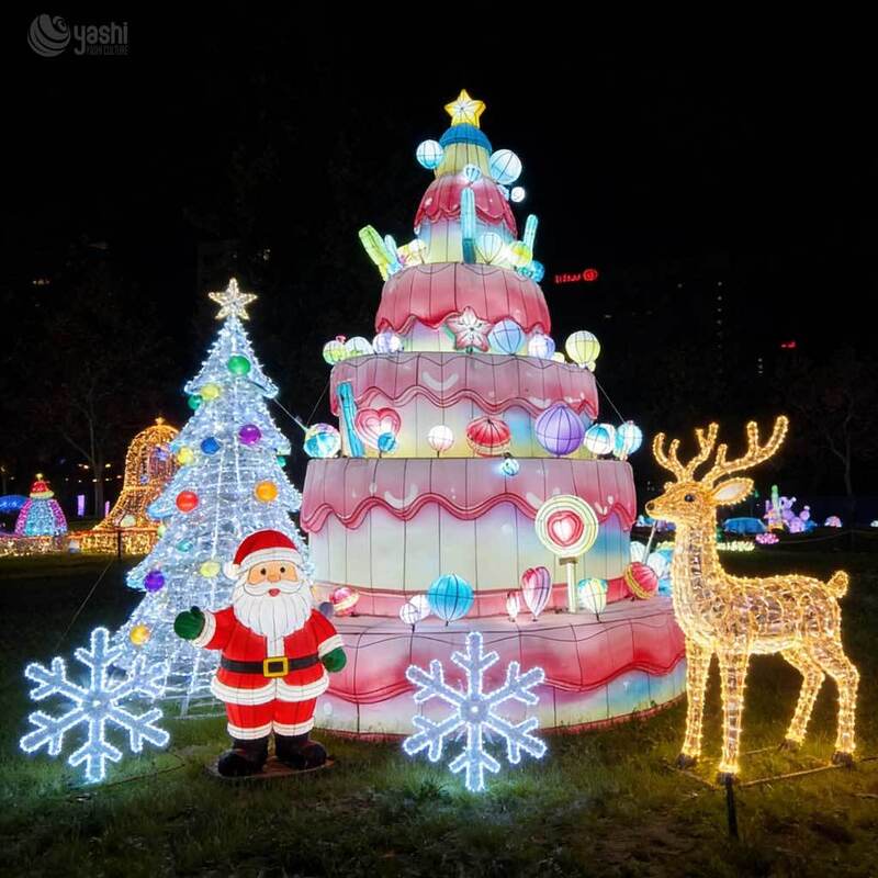 Custom Giant Reindeer and Sleigh LED Lights Waterproof Outdoor Christmas Mall & Theme Park Decoration