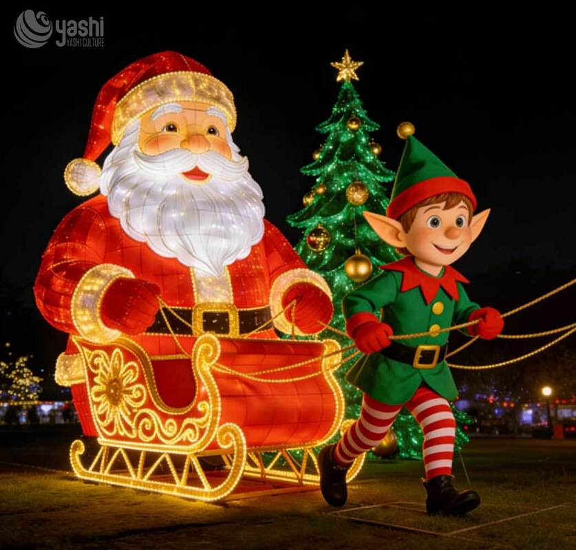 Custom Giant Snowman & Reindeer Sleigh LED Lantern Waterproof Outdoor Christmas Decor for Light Shows & Malls