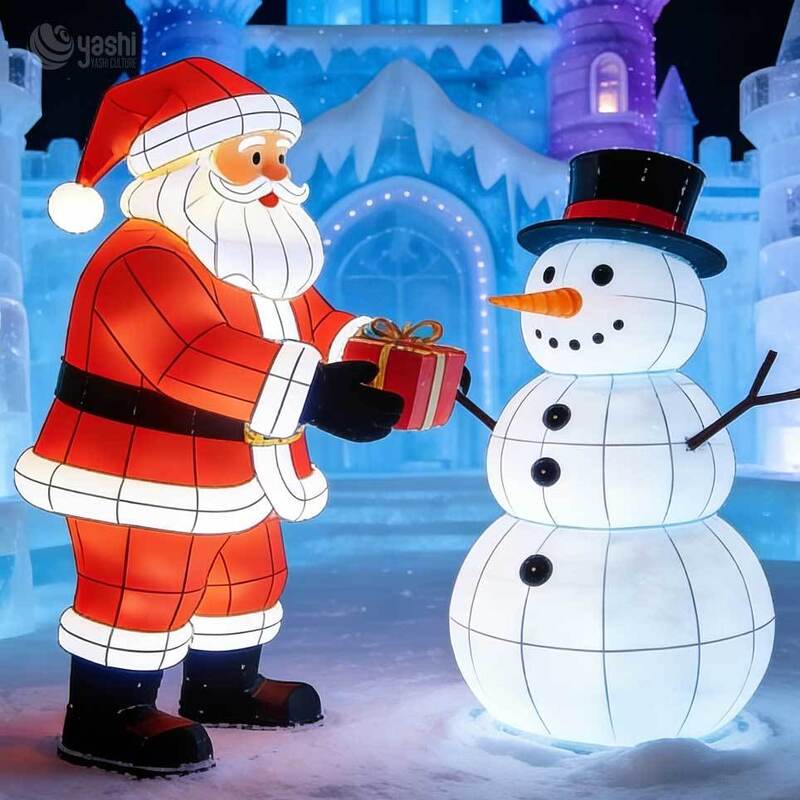 Custom Santa Claus & Reindeer Lanterns, Large Outdoor Festival Decor for Shopping Malls & Theme Parks