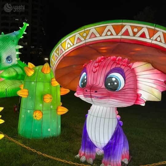 Custom Cartoon Cactus Arch Lantern, Large LED Cactus Character Gate Lantern for Theme Festival Park Entrance
