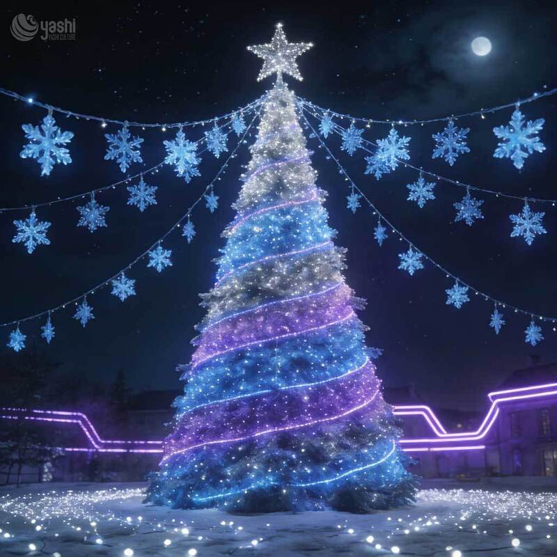 Commercial Giant Pre-lit Blue Purple Outdoor Christmas Tree, Large LED Lighted Christmas Tree for Plaza Light Festival