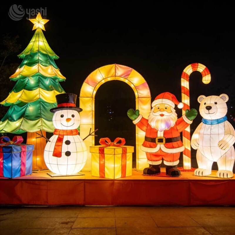 Custom Santa Claus & Christmas Tree LED Light Display, Outdoor Festival Decoration for Shopping Malls, Parks & Streets