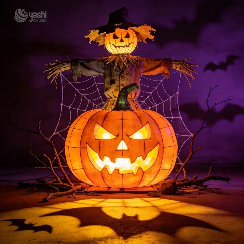 Giant Custom Spider LED Lantern with Web - Halloween & Light Festival Outdoor Decor Lighting