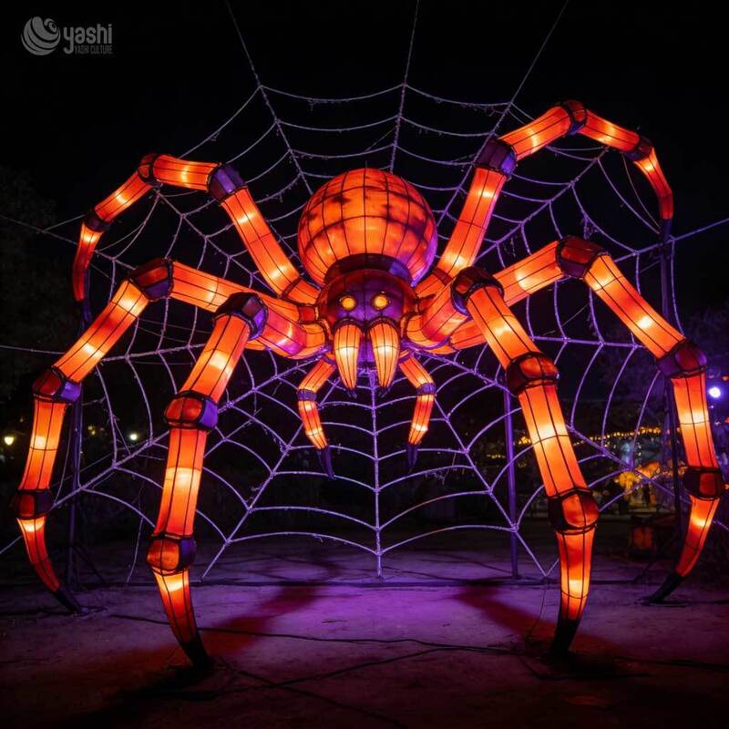 Custom Giant Skull Halloween Lantern, Large LED Skull Head Lantern with Graveyard & Pumpkin Scene for Festival Display