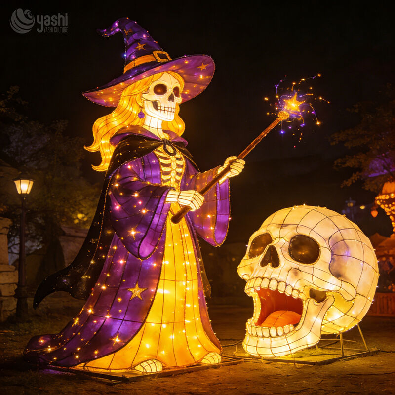 Large-Scale Scary Zone Lighting Design | Giant Outdoor Halloween LED Witch Light Decor