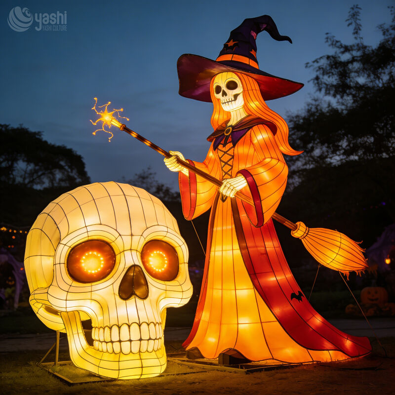Large-Scale Scary Zone Lighting Design | Giant Outdoor Halloween LED Witch Light Decor