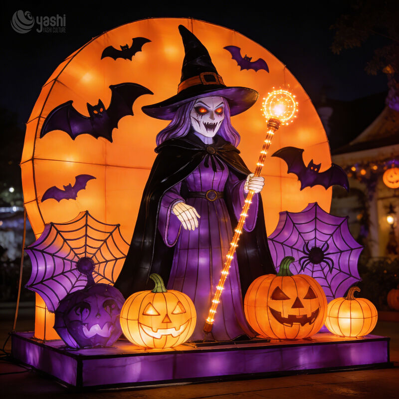 Custom Halloween Arch Lantern, Large‑Size LED Pumpkin Ghost Bat Themed Light Arch for Festival Entrance Decoration