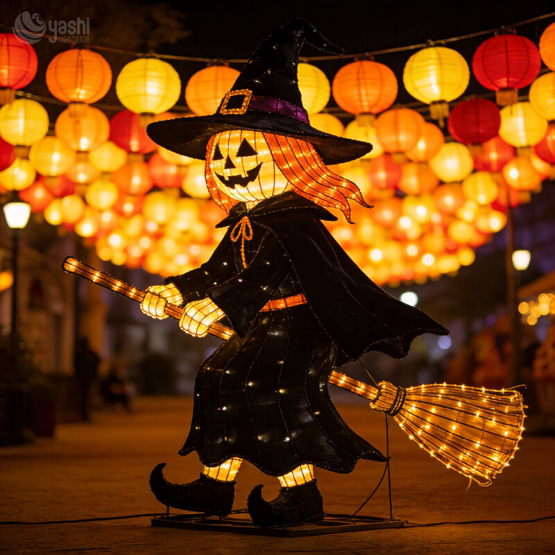 Large-Scale Scary Zone Lighting Design | Giant Outdoor Halloween LED Witch Light Decor