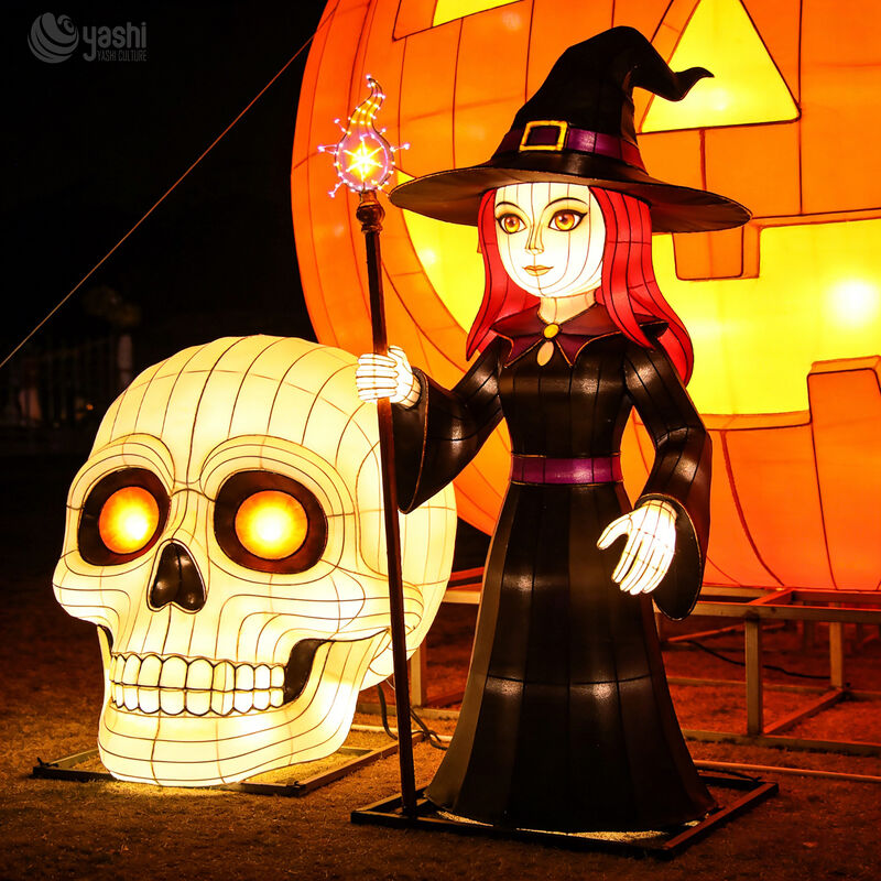 Large-Scale Scary Zone Lighting Design | Giant Outdoor Halloween LED Witch Light Decor
