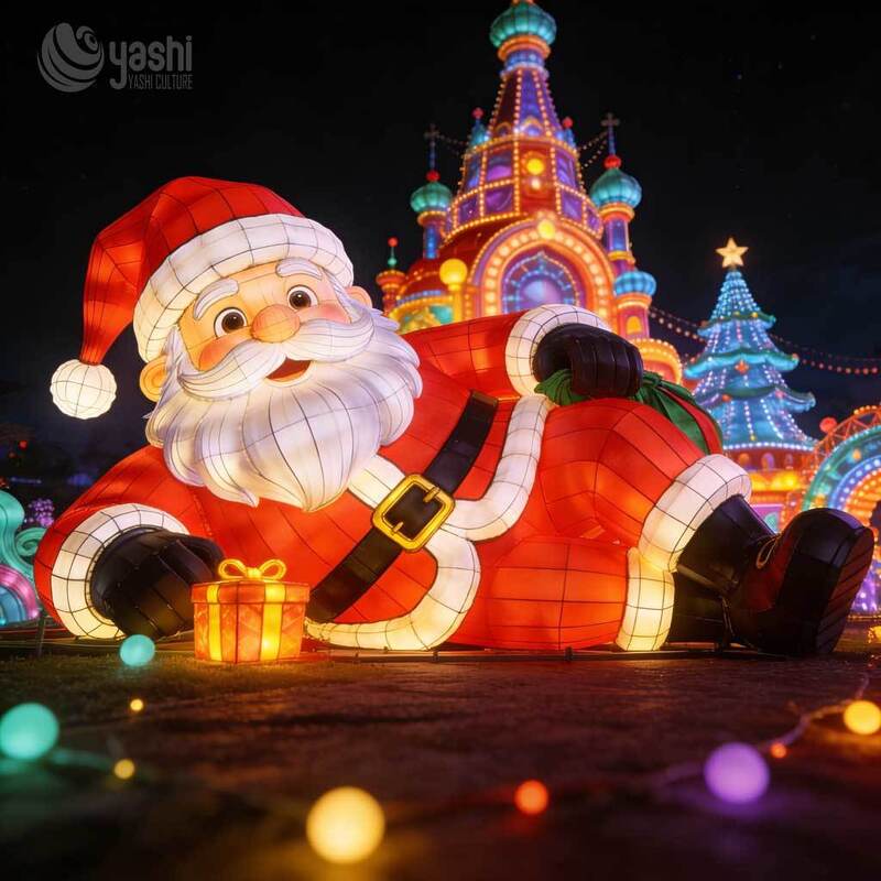 Giant Santa Claus LED Lantern Sculpture - Waterproof Outdoor Christmas Decoration for Theme Parks & Commercial Lighting
