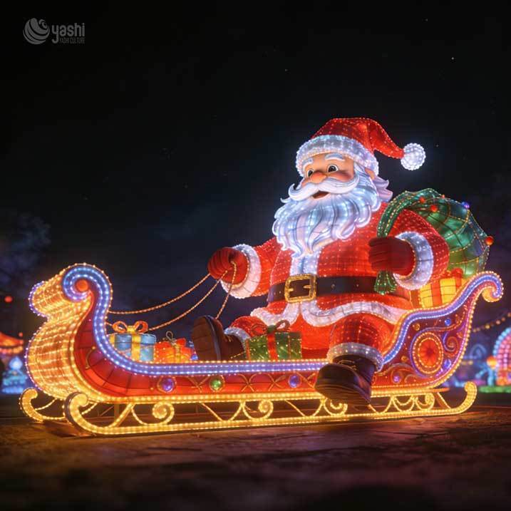 Giant Santa Claus LED Lantern Sculpture - Waterproof Outdoor Christmas Decoration for Theme Parks & Commercial Lighting