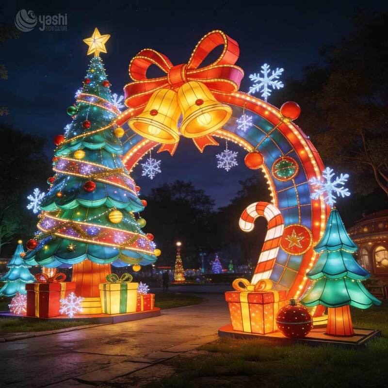 Christmas LED Arch Lantern Tunnel - Outdoor Large Lighted Entrance Decoration for Festival & Event
