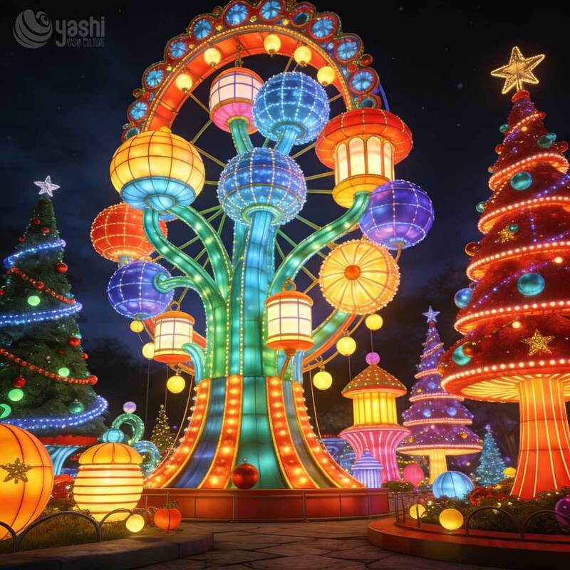 Outdoor Large LED Christmas Tree Lantern Decor for Theme Parks & Shopping Center Holiday Displays