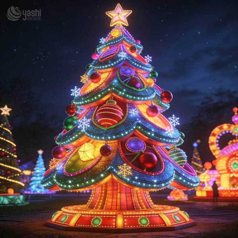 Octopus Tentacle Christmas Tree House Light Sculpture, Custom Outdoor LED Christmas Lantern for Holiday Light Show