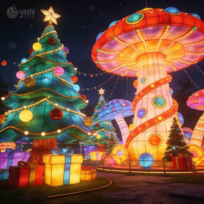 Octopus Tentacle Christmas Tree House Light Sculpture, Custom Outdoor LED Christmas Lantern for Holiday Light Show