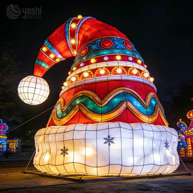 Giant LED Christmas Hat Pattern Lighting Solution for Outdoor New Year & Christmas Events