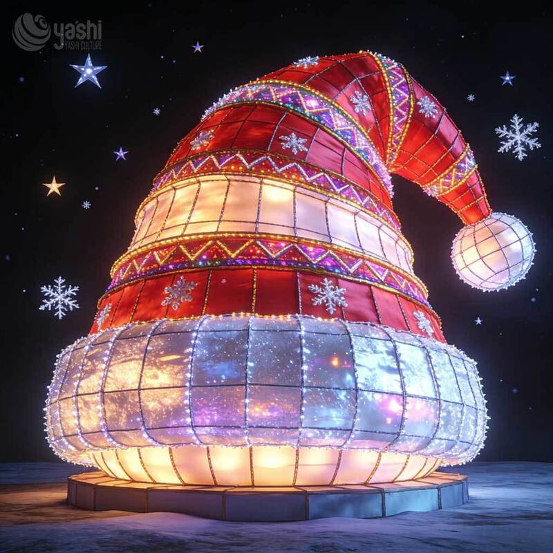 Giant Santa Hat Arch Light Sculpture, Custom Outdoor LED Christmas Arch Lantern for Festival Light Show