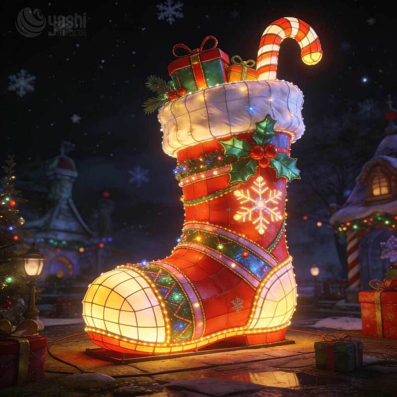 Giant Santa Hat Arch Light Sculpture, Custom Outdoor LED Christmas Arch Lantern for Festival Light Show
