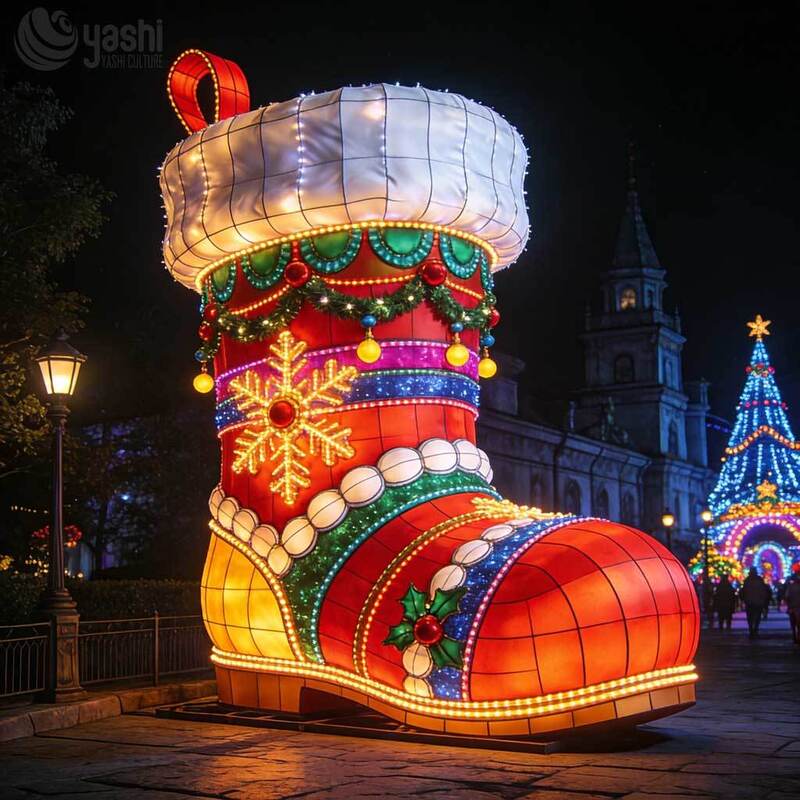Giant Santa Hat Arch Light Sculpture, Custom Outdoor LED Christmas Arch Lantern for Festival Light Show