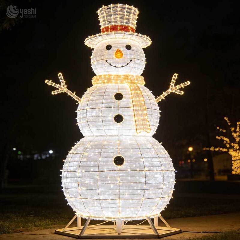 Waterproof 3D LED Snowman Sculpture Christmas Ornament for Outdoor Garden, Lawn, Festival Display