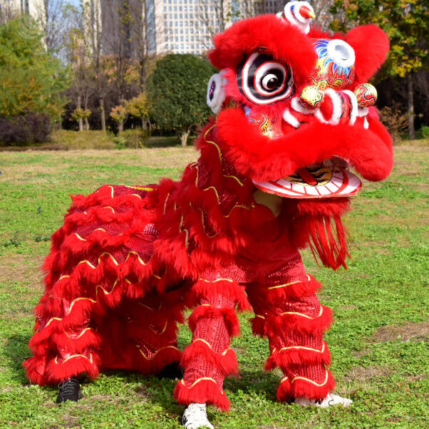 Authentic Chinese Lion Dance Costume Handcrafted Realistic Twin Lion Performance Outfit