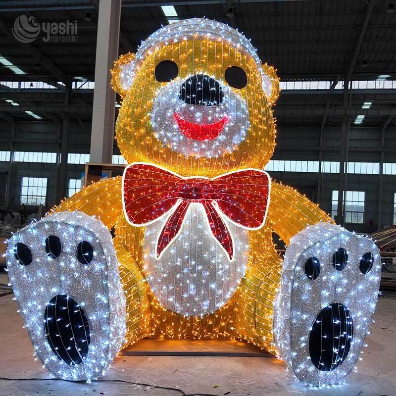 Custom Large LED Teddy Bear Christmas Lantern Sculpture for Zoo Theme Party Decorations