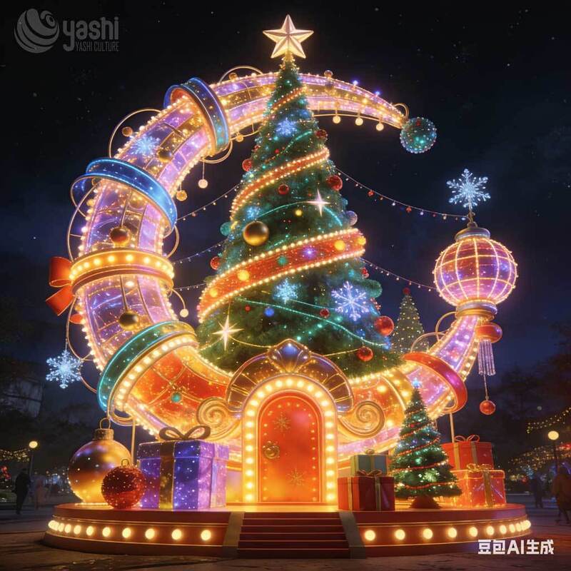 Custom Christmas Castle LED Light Arch, Giant Candy House Light Sculpture Scene for Outdoor Theme Park Light Show
