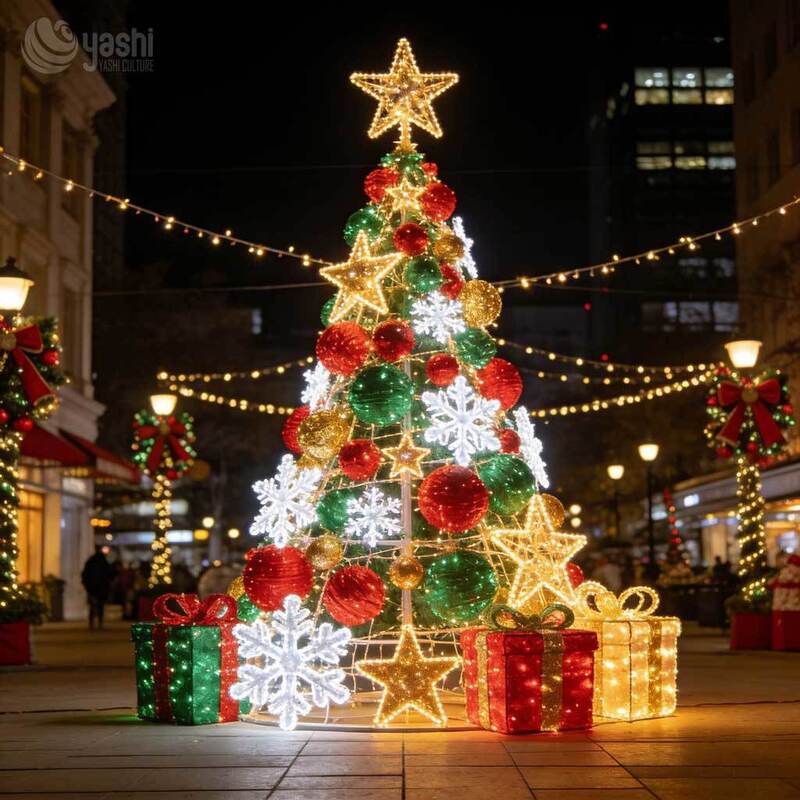 3D LED Santa Claus with Reindeer Sculpture, Large Outdoor Christmas Event Lighting Ornament