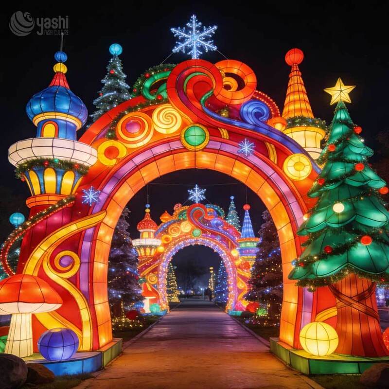 OEM Custom Giant Christmas Arch & Tree LED Sculpture - Waterproof Outdoor Entrance Decoration for Christmas Events