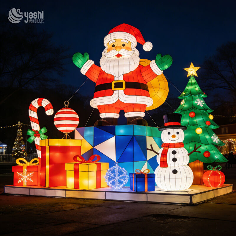 Commercial Grade Giant Christmas Santa & Snowman Sculpture with LED Lantern  Outdoor Waterproof Festival Ornament