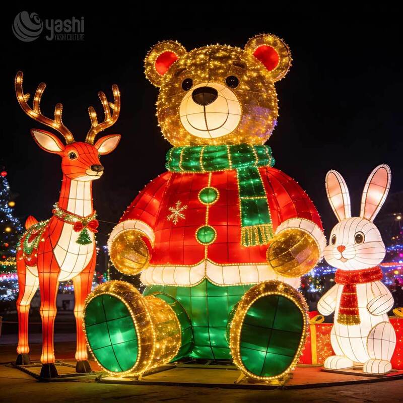 Christmas Santa & Snowman LED Lantern Set  Customizable for Mall, Park, and Event Space Lighting