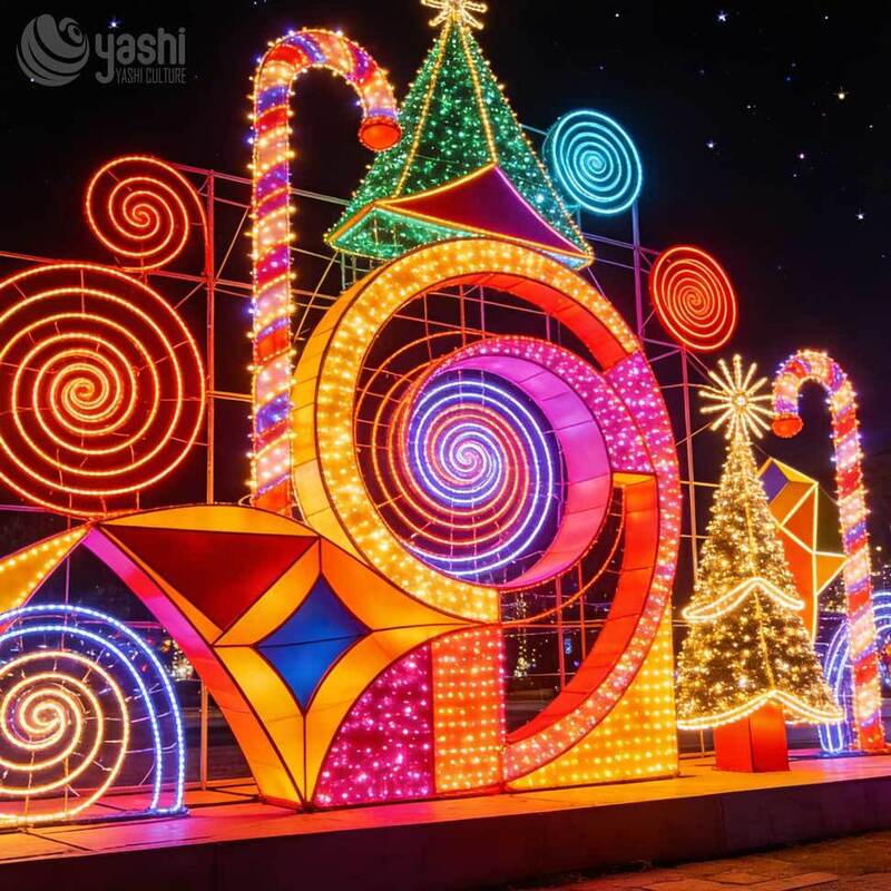 3D Gift Box Walk-through Christmas Light House, Custom Outdoor LED Cube Light Sculpture for Holiday Light Show