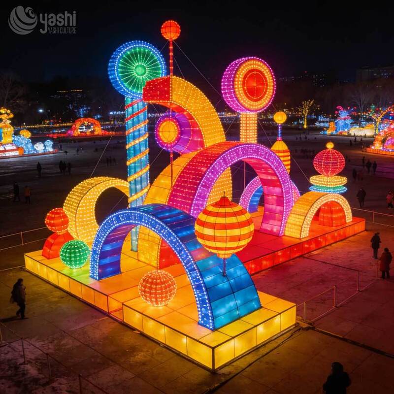 3D Gift Box Walk-through Christmas Light House, Custom Outdoor LED Cube Light Sculpture for Holiday Light Show