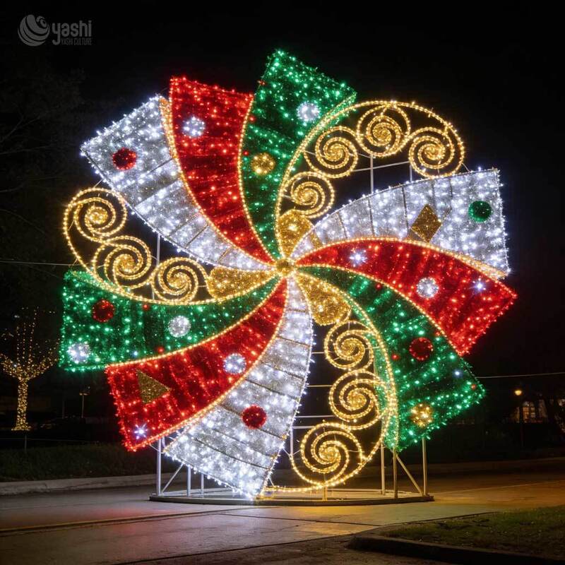 Giant 3D LED Christmas Gift Box Lighting, Outdoor Waterproof Holiday Amusement Park Decoration
