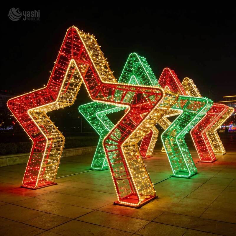 Customizable Giant 3D Star LED Tunnel, Waterproof Star Arch Entrance for Commercial Events and Amusement Park Decor