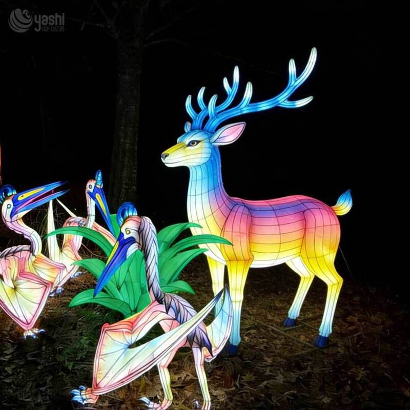 Custom Winged Fantasy Deer LED Lantern, Mythical Creature Light Sculpture for Christmas & Theme Park Night Show