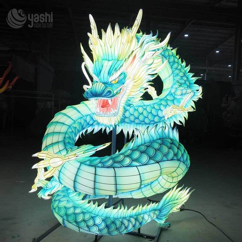 Custom Chinese Dragon LED Lantern, Traditional Mythical Dragon Light Sculpture for Cultural Festival Night Show