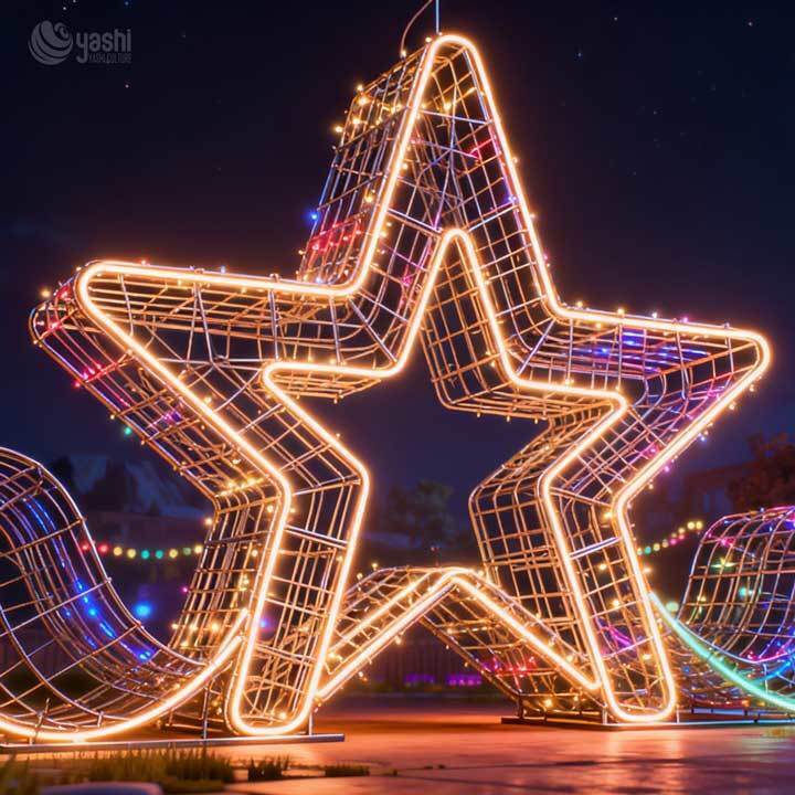 Giant Wireframe Reindeer Ball Light Arch, Custom Outdoor LED Motif Light Christmas Tunnel for Holiday Light Festival