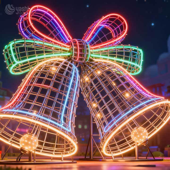 Giant Wireframe Reindeer Ball Light Arch, Custom Outdoor LED Motif Light Christmas Tunnel for Holiday Light Festival