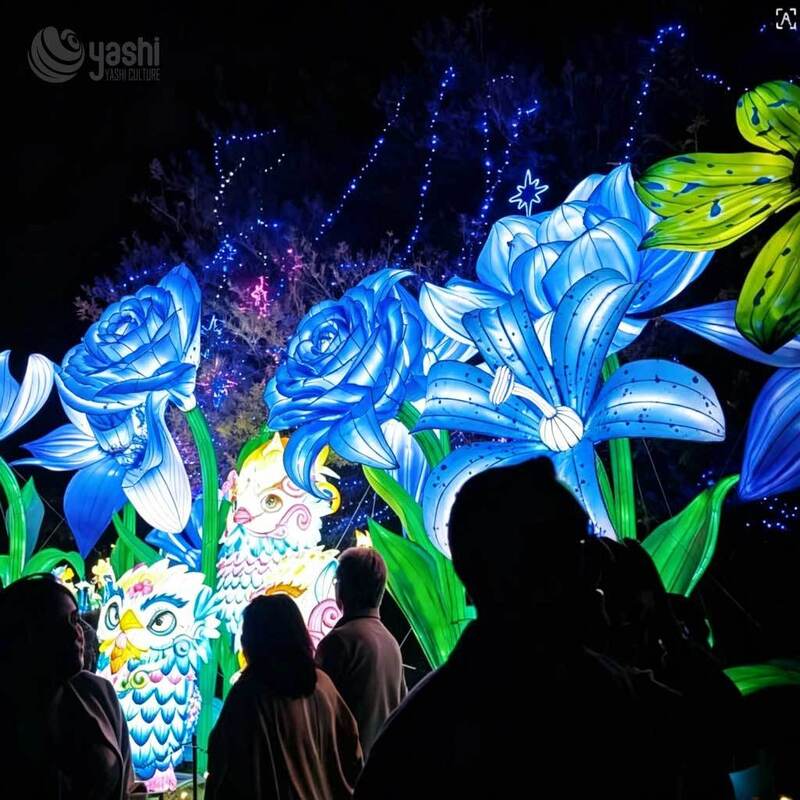 Custom Giant Pink Tulip Lantern Group, Large LED Tulip Flower Light Sculptures for Light Festival Park Display