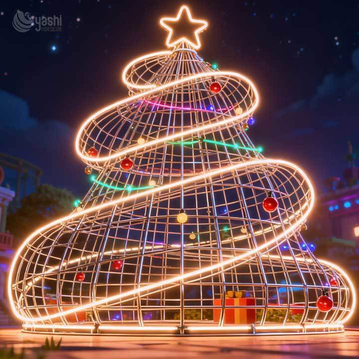 Custom Waterproof Rainbow LED Christmas Tree Sculpture Light for Christmas Holiday Parties and New Year Displays