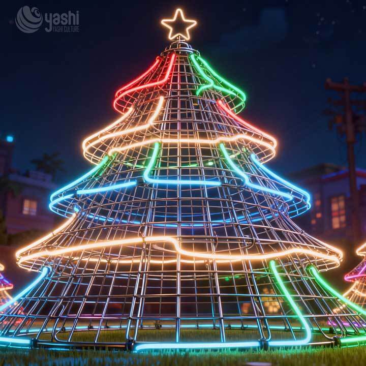 Custom Waterproof Rainbow LED Christmas Tree Sculpture Light for Christmas Holiday Parties and New Year Displays